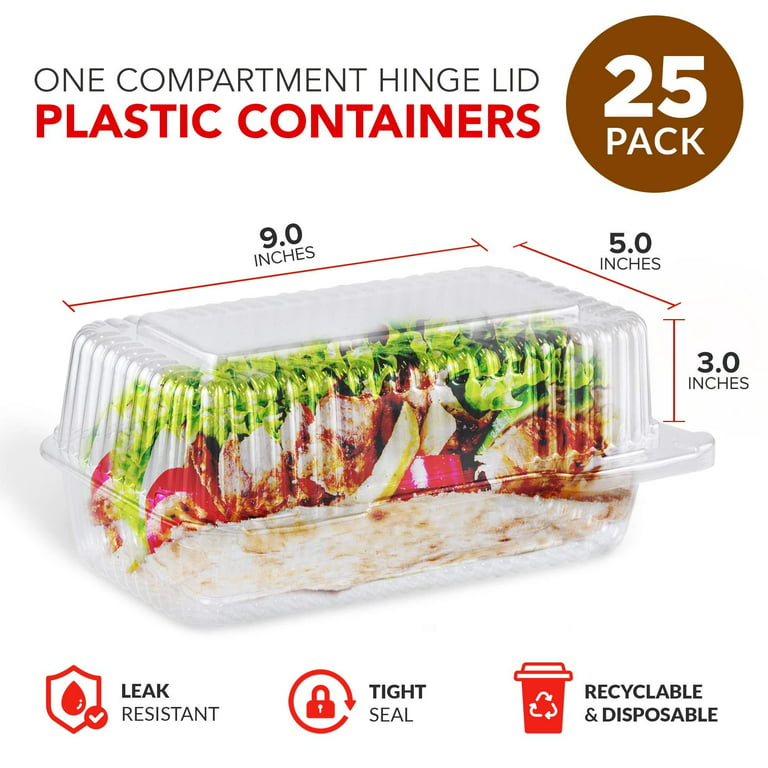 Jizvxe 100 Pack Clear Plastic Square Hinged Food Container,Disposable  Plastic To Go Containers with Clear Lids,Cake Slice Containers Clamshell  Takeout