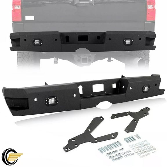 Off-Road Rear Bumper Heavy Duty For 2014-19 Chevy Silverado 1500 2500 HD 3500 HD