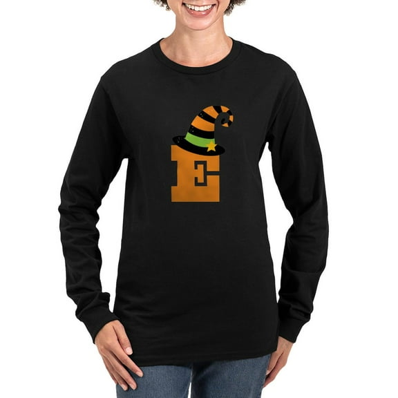 CafePress - Halloween Letter E Witch Monogram Women's Long Sle - Women's Long Sleeve Graphic Tee Casual Fit