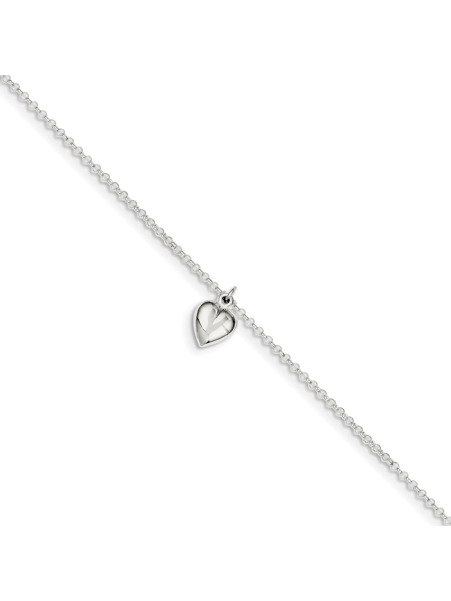 Bonyak Jewelry Sterling Silver Polished CZ Bow 9in w//1Ext Anklet