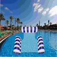 thumbnail image 3 of Paquete de 2 tumbonas de agua para piscina, flotador inflable para piscina, hamaca multiusos para piscina y fila de hamacas de agua (rayas azul oscuro + rojo rosa), 3 of 5