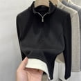 thumbnail image 3 of Half-zip stand collar long-sleeved slim bottoming shirt, 3 of 5