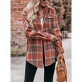 thumbnail image 4 of Wassery Women Plaid Shirts Long Sleeve Turn-Down Collar Button Down Tie Knot Blouses Spring Fall Casual Loose Tops Streetwear, 4 of 7