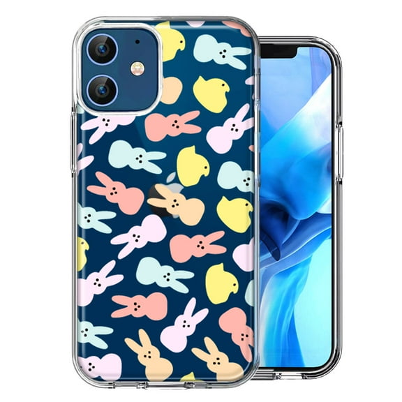 MUNDAZE for Apple iPhone 12 Pastel Easter Polkadots Bunny Chick Candies Double Layer Phone Case Cover