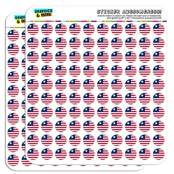 Liberia National Country Flag 1/2" (0.5") Scrapbooking Crafting Stickers