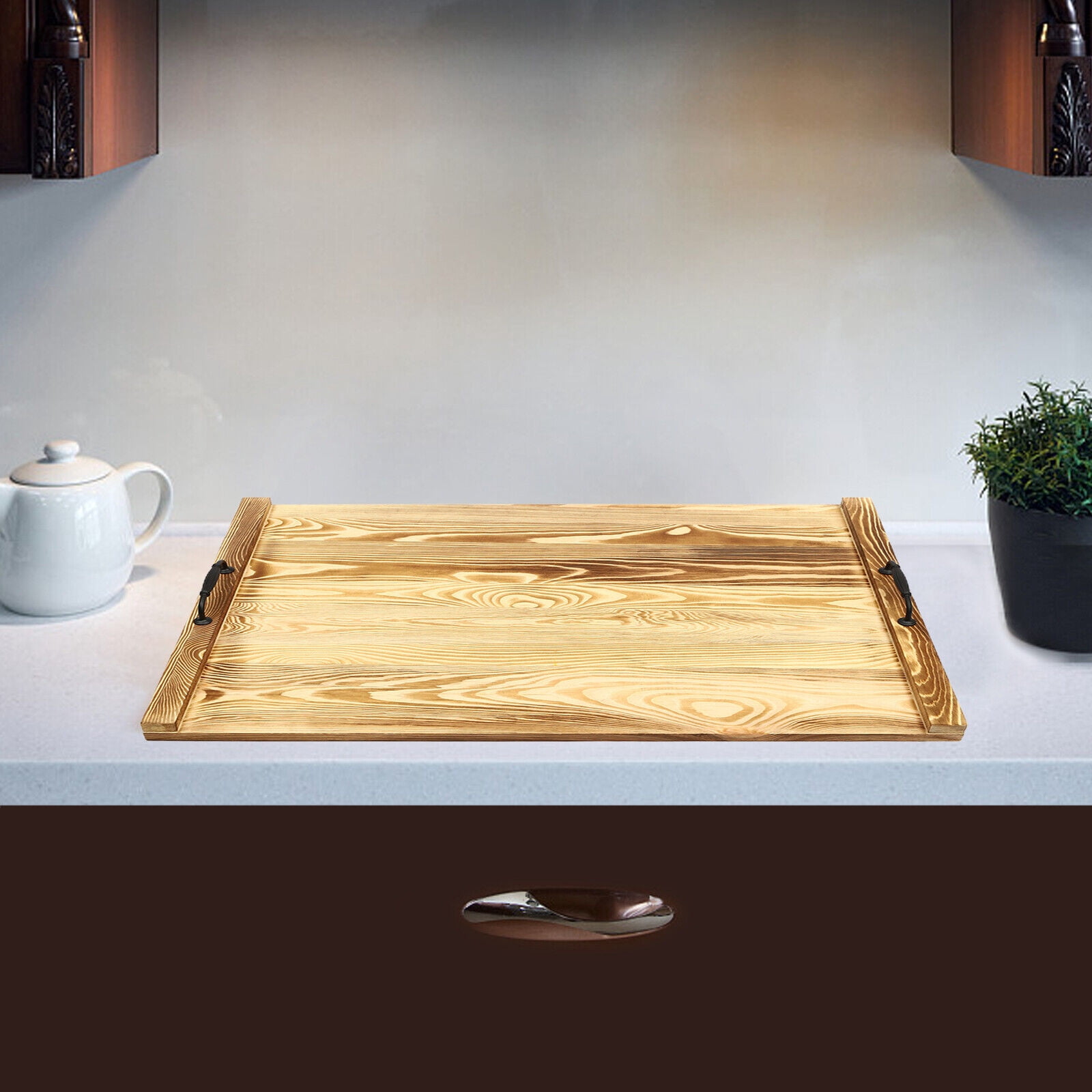 Noodle Board Stove Cover, Pine Wood Stove Top Cover for Electric & Gas Stoves, Extra Counter Space, Easy to Clean