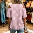 thumbnail image 4 of Neewe Women's 2026 Spring Summer Polk Dot V Neck Short Sleeve Pullover Blouse Off Shoulder T-Shirts, 4 of 6
