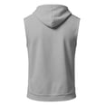thumbnail image 4 of Havenx Men's Workout Hooded Tank Tops Sleeveless Drawstring Hoodies with Pockets Solid Color Shirts Sports Training Bodybuilding Athletic Muscle Gym Streetwear,Light Gray XL, 4 of 5