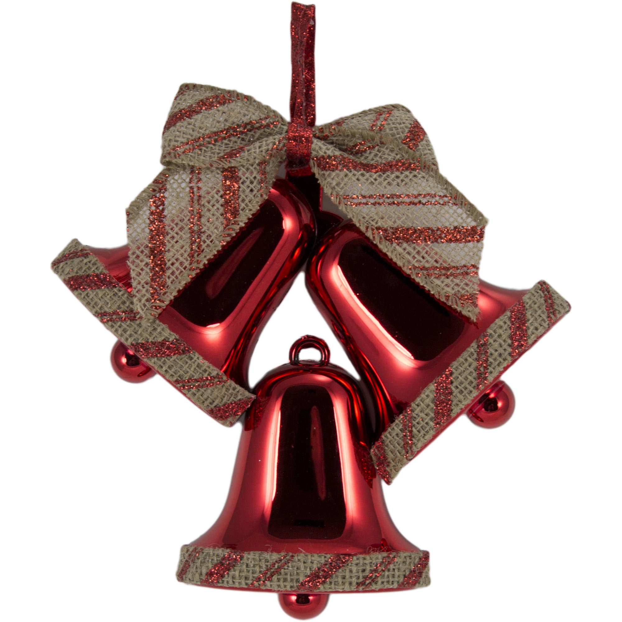Holiday Time Red/Burlap Bells - Walmart.com