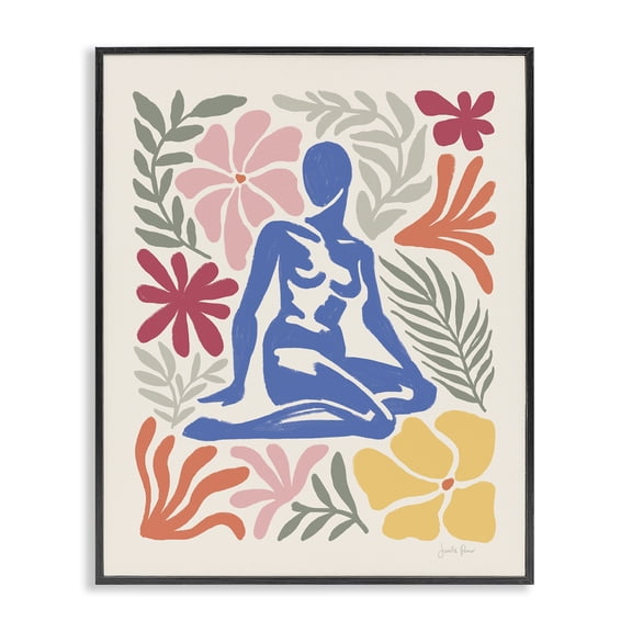 Stupell Industries Mid-Century Abstract Garden & Woman Black Framed Giclee Art, 11 x 14, by Janelle Penner