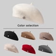thumbnail image 3 of Beret Hat for Women Girls, Woolen French Beanie Hat, Outdoor Autumn Winter Fashion Lady Hat, 3 of 6