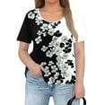 thumbnail image 5 of TQWQT Plus Size Tshirts for Women 4x-5x Ladies Blouses Size 4x Crew Neck Short Sleeve T Shirts Curvy Women Floral Print Dressy Casual Blouses 5x Women Plus Size Clothing White XL, 5 of 5