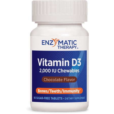 Enzymatic Therapy Vitamin D3, 2000 IU Sugar-Free Chewable Tablets, 90...