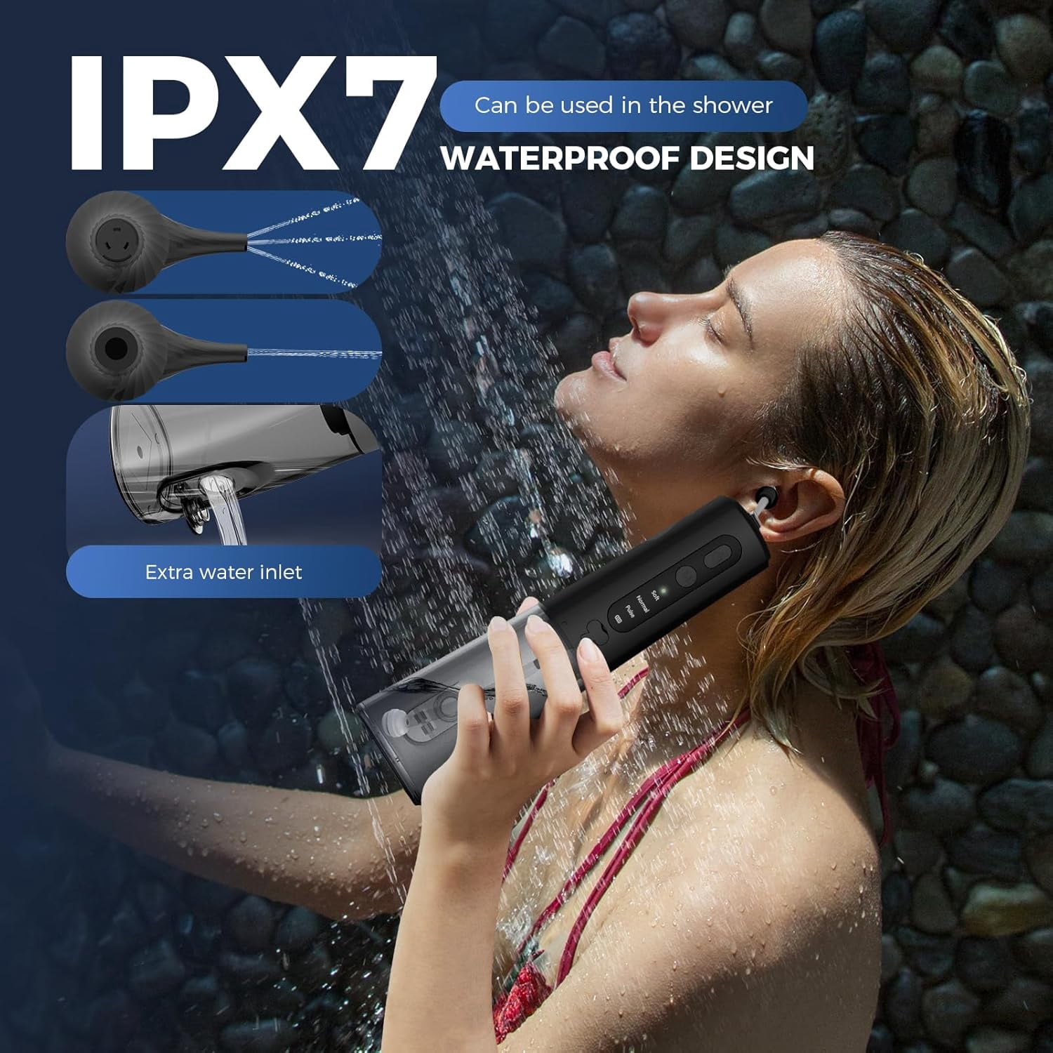 Ear Wax Removal Kit - Water Powered Ear Cleaner with 4 Reusable Replacement Tips and 3 Water Pressure Modes, Safe Electric Ear Wax Removal Tool, IPX7 Waterproof USB-C Rechargeable
