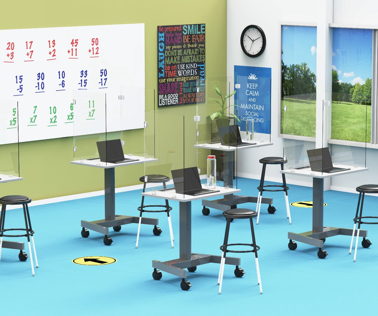 Reclaim Trifold Acrylic Desk Shield- 22" x 24" Freestanding, Clear