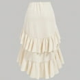 thumbnail image 4 of LWavelet Ruched Tiered Ruffled Asymmetrical Midi Skirt Women Daily Casual Flowy Stylish Bottoms Beige L, 4 of 5