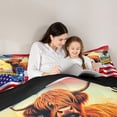 thumbnail image 4 of jejeloiu Modern American Flag Queen Comforter Set,Brown Highland Cattle Bedding Comforter Set Reversible 3 Pieces, 4 of 8