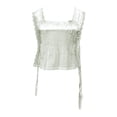 thumbnail image 5 of haizhen Cropped Tank Tops for Women Loose Fit Side Tie Ruffle Lace Trim Flowy Sleeveless Tops Cami Shirts Casual Summer Going Out Crop Fashion Clothing Beige, M, 5 of 5