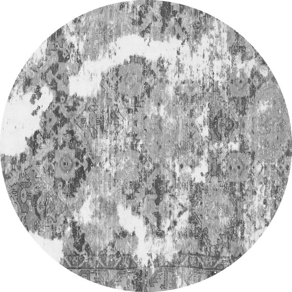 Ahgly Company Indoor Round Abstract Gray Modern Area Rugs, 8' Round