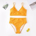 thumbnail image 3 of "Gubotare Bikinis For Women 2023 Women Bikini Set Solid Color Triangle Two Piece Swimsuit,Yellow 4XL", 3 of 5