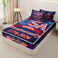 thumbnail image 2 of Manfei Retro Usa Printed Zipper Queen Comforter Set with Fitted Sheet and 2 Pillowcases,Vintage Firework Flag Zipper Bedding Set,Red Purple,Black Reversible,4pcs, 2 of 8