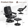 thumbnail image 2 of POWERSTONE Recliner Chair with Ottoman, PU Leather Swivel Reclining Chair with Footrest Living Room Armchair Leisure Lounge Chair with Wrapped Base Black, 2 of 14