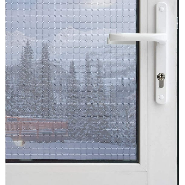 One Way Window Film Intimité Anti-UV Contrôle de la Chaleur Teinte de Verre  Réfléchissant pour Home Static Cling Vinyle, Carrés Noir-Argent, 35,4  Pouces x 8,2 Pieds 