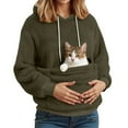 thumbnail image 4 of HOWPAY Pet Carrier Hoodie Cat Dog Pouch Holder Sweatshirt Large Pocket Pullover Shirt for Women Long Sleeve Solid Color Comfy Warm Fall Clothes Army Green L, 4 of 6
