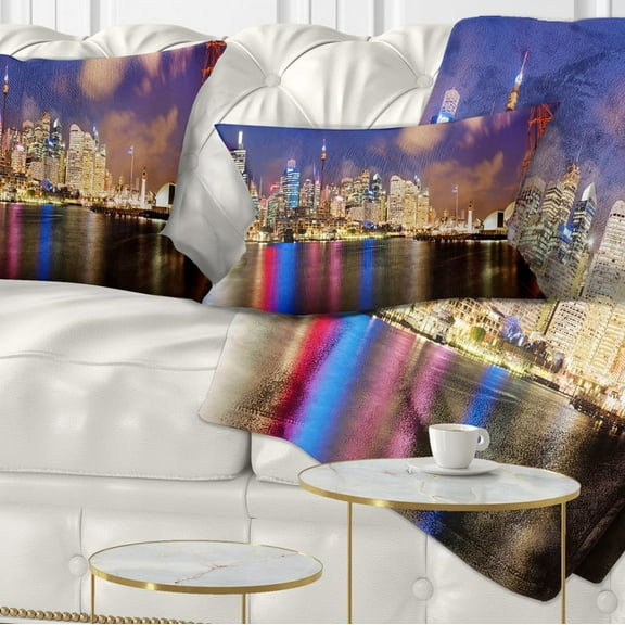 Designart Colorful Sydney Skyline - Cityscape Photography Throw Pillow - 12x20