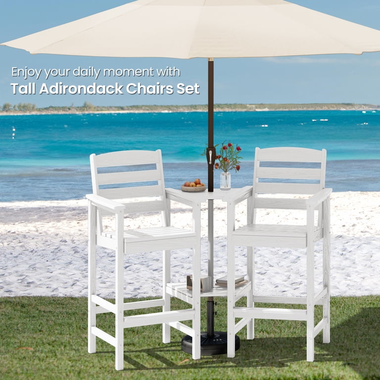 SERWALL, Tall Adirondack Chairs Set of 2 with Connecting Table