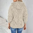 thumbnail image 6 of Women's Casual Fleece Jacket, Full Zip Fuzzy Hooded Jacket, Soft Plush Outerwear, Oversized Winter Coat, Long Sleeve Casual Coat, Warm Loungewear, Pocket Detail Jacket Beige L, 6 of 9