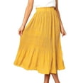 thumbnail image 3 of Women's Long Skirt Elastic Band Flower/Dot Print Pleated Casual A-Line Skirt with Pocket, 3 of 7