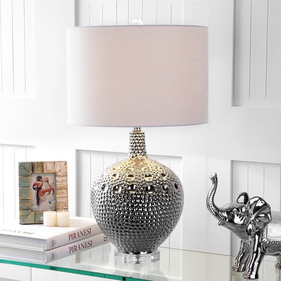 JONATHAN Y Andrews 27" Ceramic LED Table Lamp, Chrome, JYL5025A
