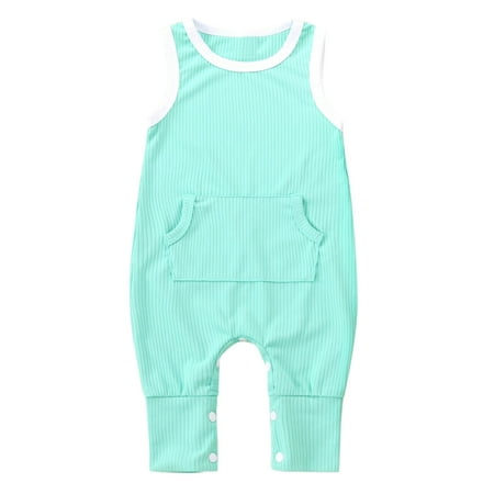 

Utoimkio Baby Girl Rompers 0-3 Months Infant Baby Girls Boys Sleeveless Ribbed Solid Knit Jumpsuit Clothes