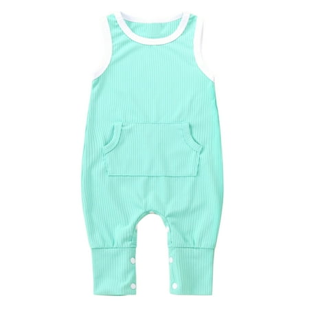 

Utoimkio Baby Girl Rompers 0-3 Months Infant Baby Girls Boys Sleeveless Ribbed Solid Knit Jumpsuit Clothes