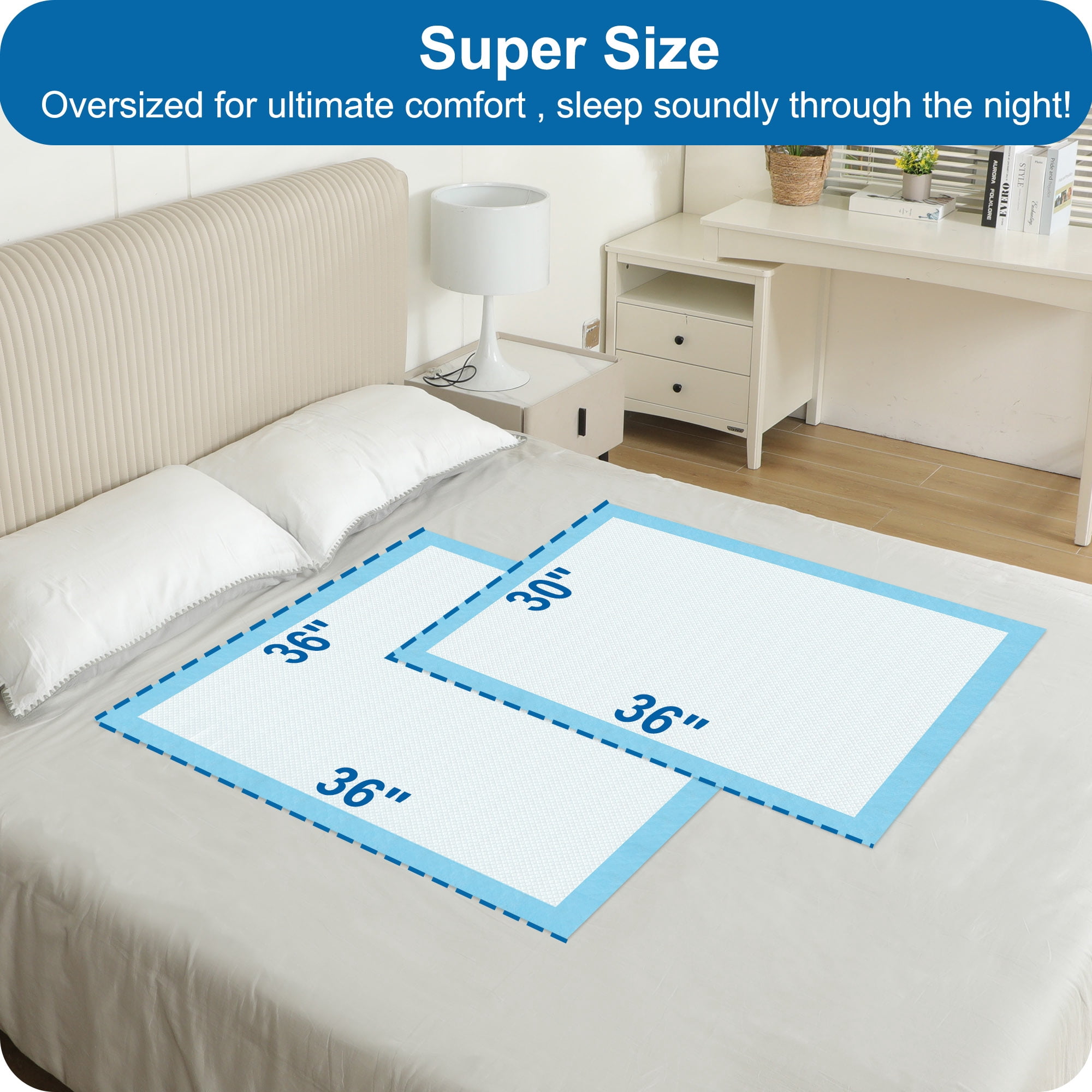 KEKOY Bed Pads for Incontinence Disposable, Maximum Absorbent Bed Pads, 30 x 36 Waterproof Underpads, Disposable Underpads for Adults, XL, 30 Count