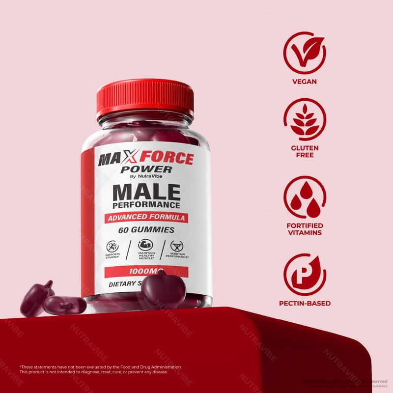 Max Force Power – Gummies with a Natural Daily Blend for Energy & Wellness | Great-Tasting, Easy-to-Chew Gummies (60 Gummies)