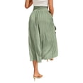 thumbnail image 5 of Women'S High Waist Solid Midi Skirt with Split Thigh and Pleated Paperbag Waist Green XL, 5 of 9