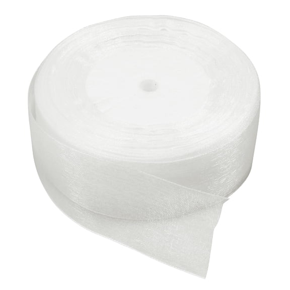 OUNONA  Organza Ribbon White Chiffon Gift Packaging Material Wedding Party Decoration
