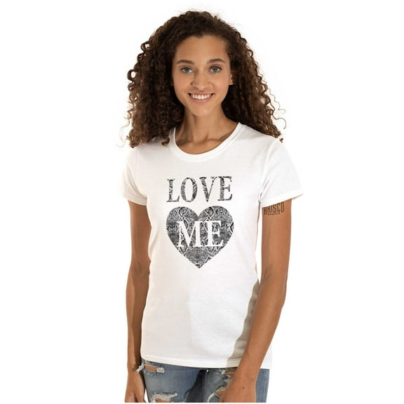 Cute Edgy Love Me Heart Romantic Womens Fitted Plus Size Graphic Tee Brisco Brands 2X