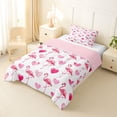 thumbnail image 3 of jejeloiu Pink Flamingo Heart Twin Comforter Sets Kids,Tropical Animal Print Bedding Set For Girls,Reversible,2pcs, 3 of 8