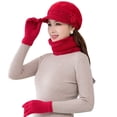 thumbnail image 4 of Gorro, bufanda, guantes, para mujer, de invierno, de terciopelo grueso, resistente al frío, cálido, de punto, de lana, 4 of 6