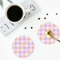 thumbnail image 5 of Pofeuu Heart Buffalo Plaid Print Leather Coasters Set of 6, Round Cups Mugs Mat Pad for Home Kitchen Heat Resistant Drink Coasters,Round Shape, 5 of 7