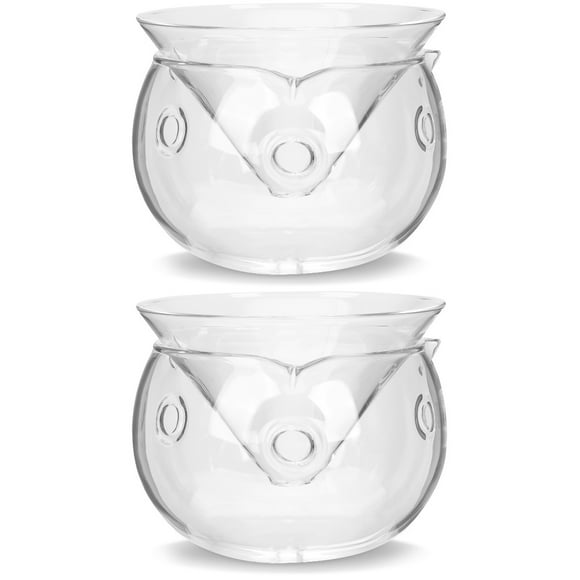 2 Sets  of Glass Cocktail Bowl Novelty Salad Bowl Dish with Ice Chamber Container