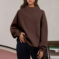 thumbnail image 4 of Kixjoy Fleece Pullover Women Long Sleeve Soft Turtleneck Sweatshirts Plus Size Winter Casual Pullover Lightweight Fashion Relaxed Fit Womens Sweatshirt, Coffee S, 4 of 7