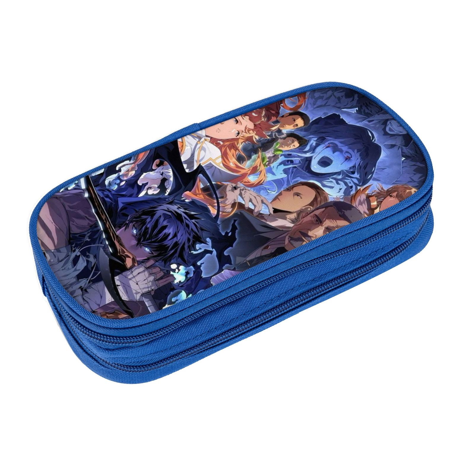 Solo Leveling Pencil Case Large Capacity Pencil Pouch Pen Bag Office Stationery Organizer Travel Makeup Bag Blue