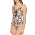 thumbnail image 2 of DKNY WILD THINGS SOFT WHITE Animal Strappy Plunge One-Piece Swimsuit, US 18, 2 of 4