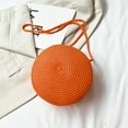 thumbnail image 3 of Bolso bandolera de hombro de color sólido tejido para mujer de vacaciones pequeños redondos, 3 of 5