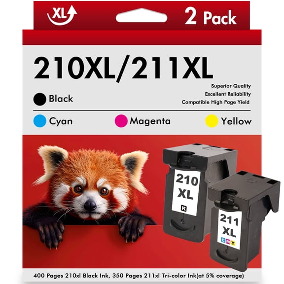 210XL 211XL Ink Cartridges Compatible for Canon PG-210XL CL-211XL Combo Pack for PIXMA MX350 IP2700 IP2702 MP250 MP280 MP270 MP240 MP495 MX410 Printer (2 Pack, Black, Tri-color)