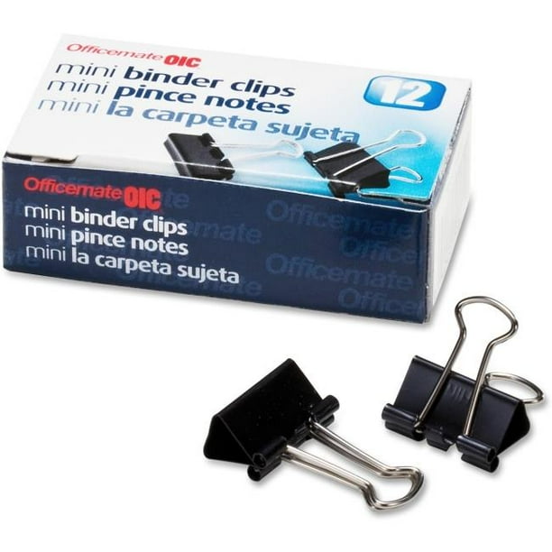OIC OIC99010 Mini Binder Clip 12 Piece Silver Black